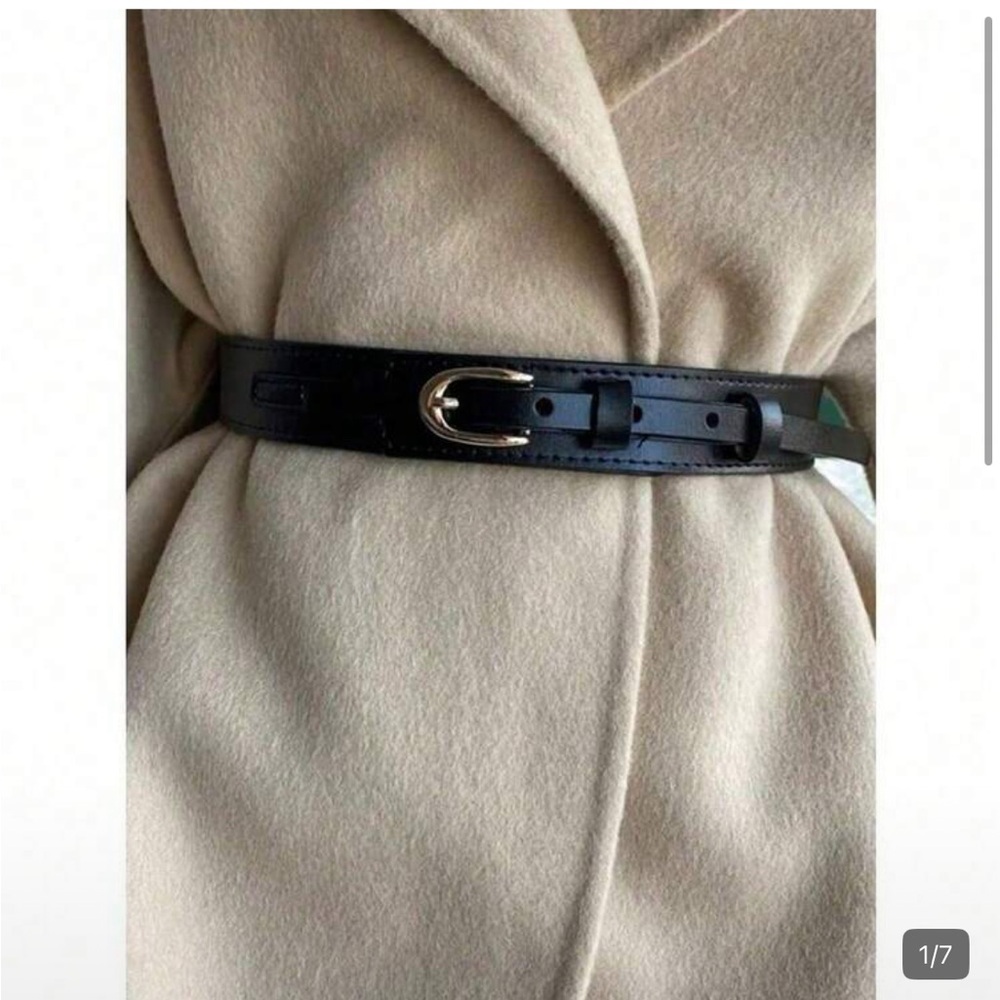 Zara limited edition minimalist Black faux Leather Belt - Picture 2 of 8